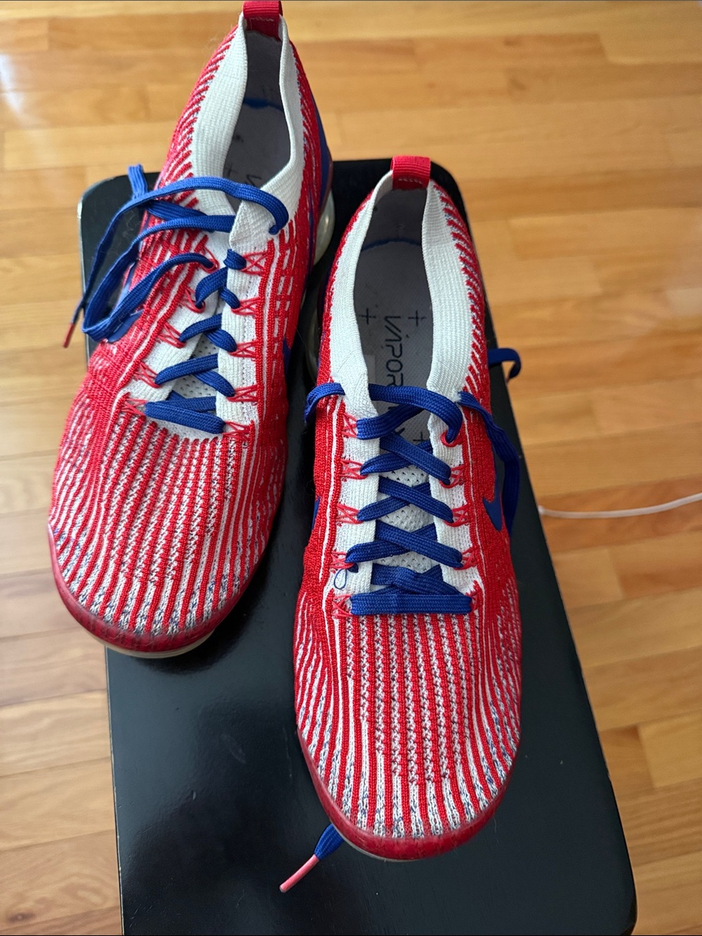 Men's Red & White Knit Sneakers with Blue Laces NWOT size 11
